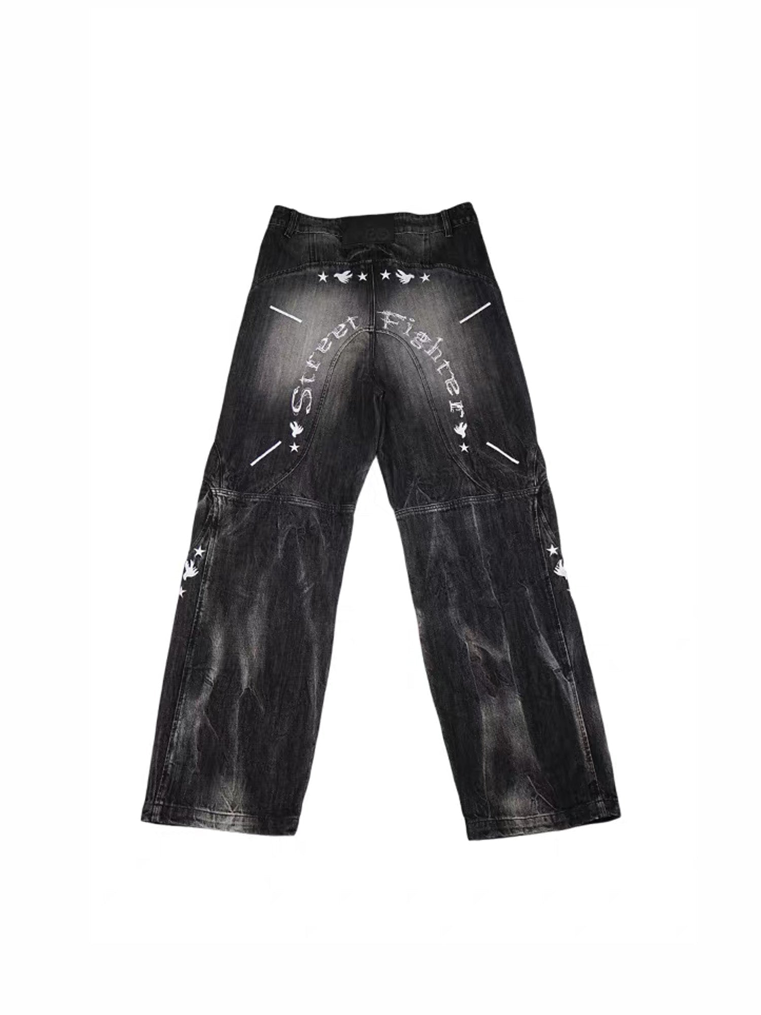 VINKID Washed Graphic Wide-Leg Jeans-Jeans-S (Preorder)-Free Shipping Leatheretro