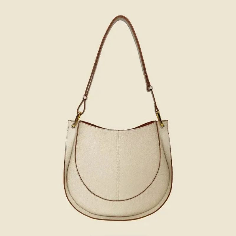 Luxury Soft Leather Crossbody Saddle Bag-Handbags-Beige-Free Shipping Leatheretro