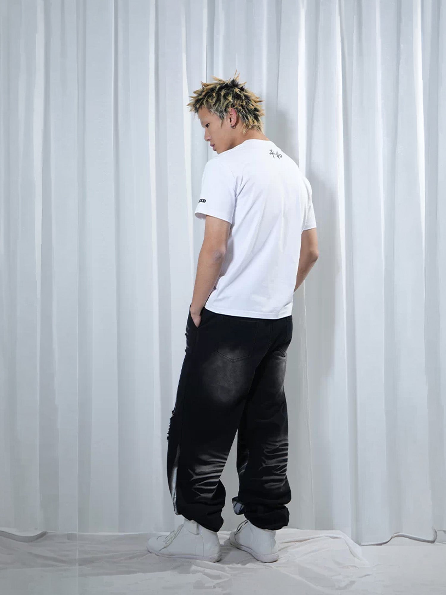 VINKID Washed Whisker Graphic Sweatpants-Pants-S-Free Shipping Leatheretro