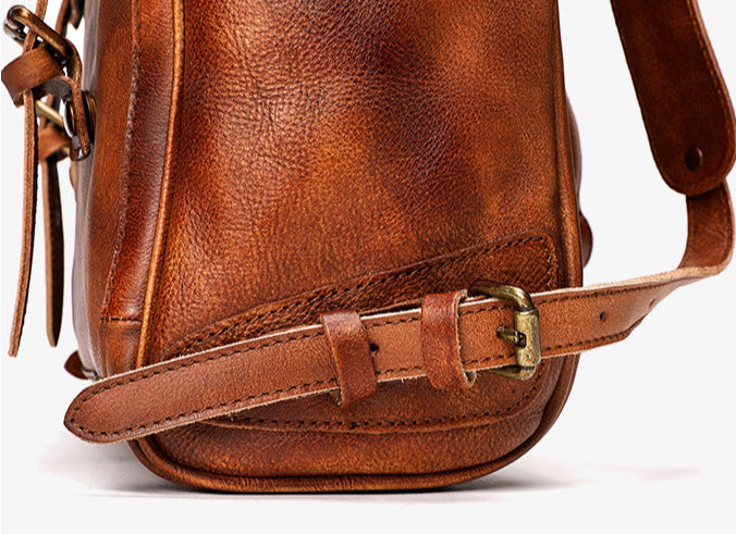 Handmade Vintage Vegetable-Tanned Leather Backpack-Backpack-Black-42CM*14CM*31CM-Free Shipping Leatheretro