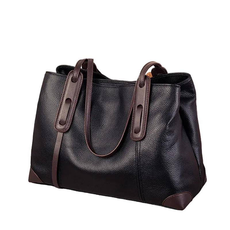 Luxury Soft Cowhide Leather Tote Bag - Women's Shoulder Handbag-Handbags-Grey Brown-Free Shipping Leatheretro