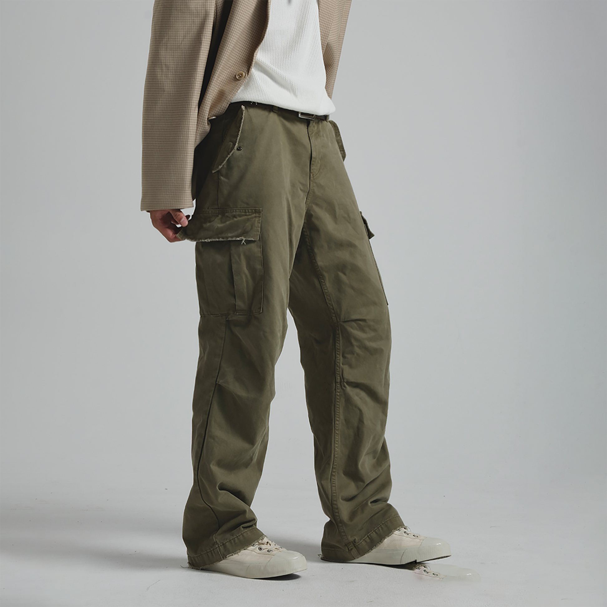 NEIGBORL Straight-Leg Paneled Cargo Pants-Pants-S-Black-Free Shipping Leatheretro