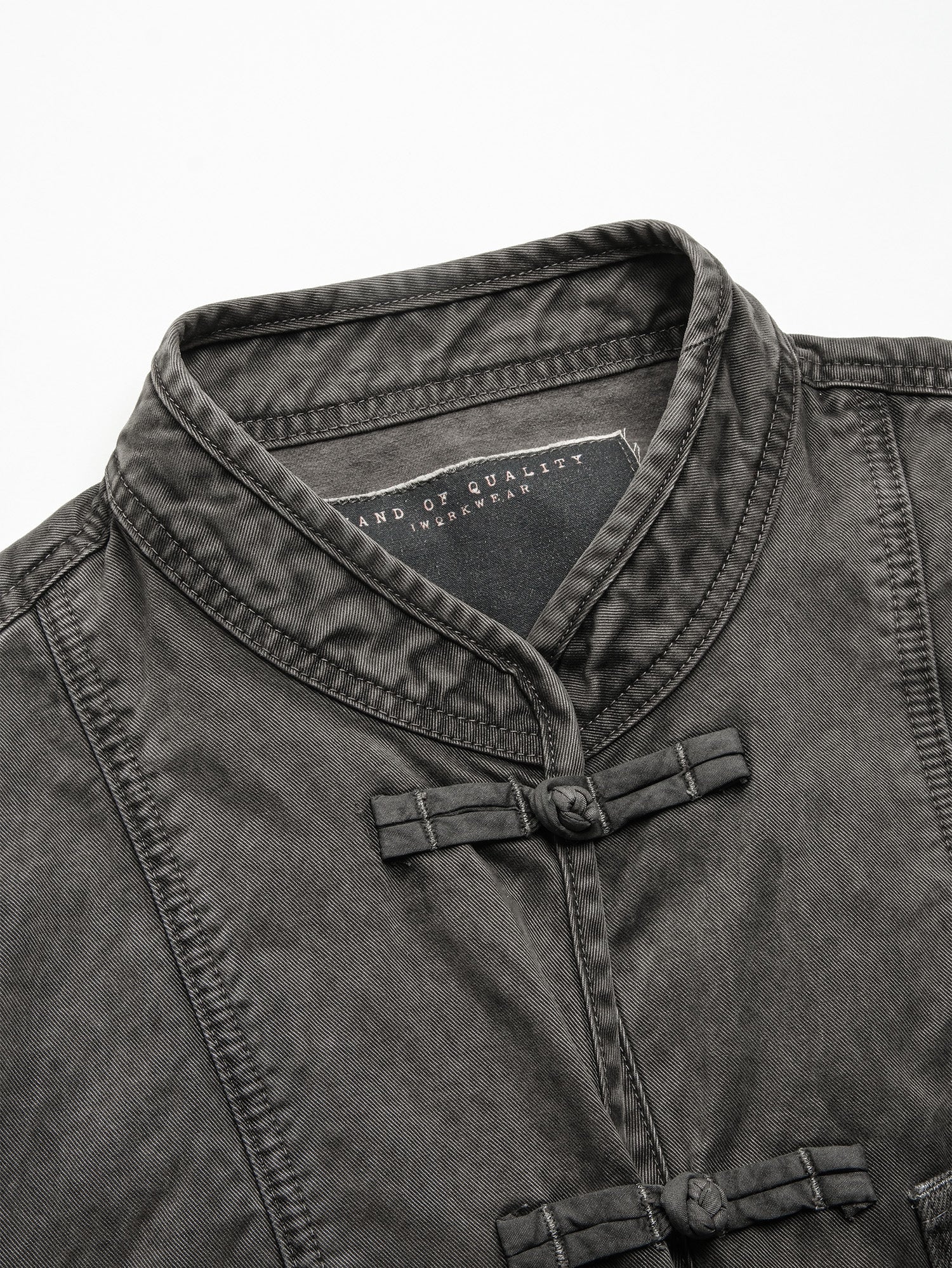 NEIGBORL Washed Frog-Closure Stand-Collar Jacket-Jacket-M-Dark Gray-Free Shipping Leatheretro