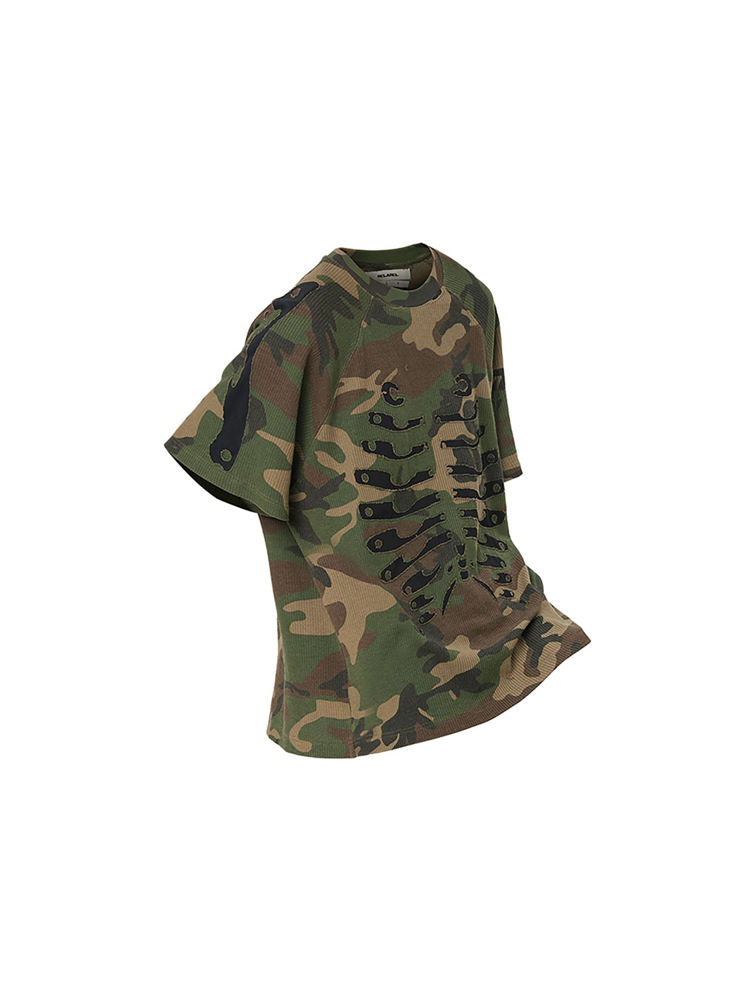 RELABEL Camo Detachable Hood Skeleton Graphic Tee-T Shirt-XS (Preorder)-Free Shipping Leatheretro