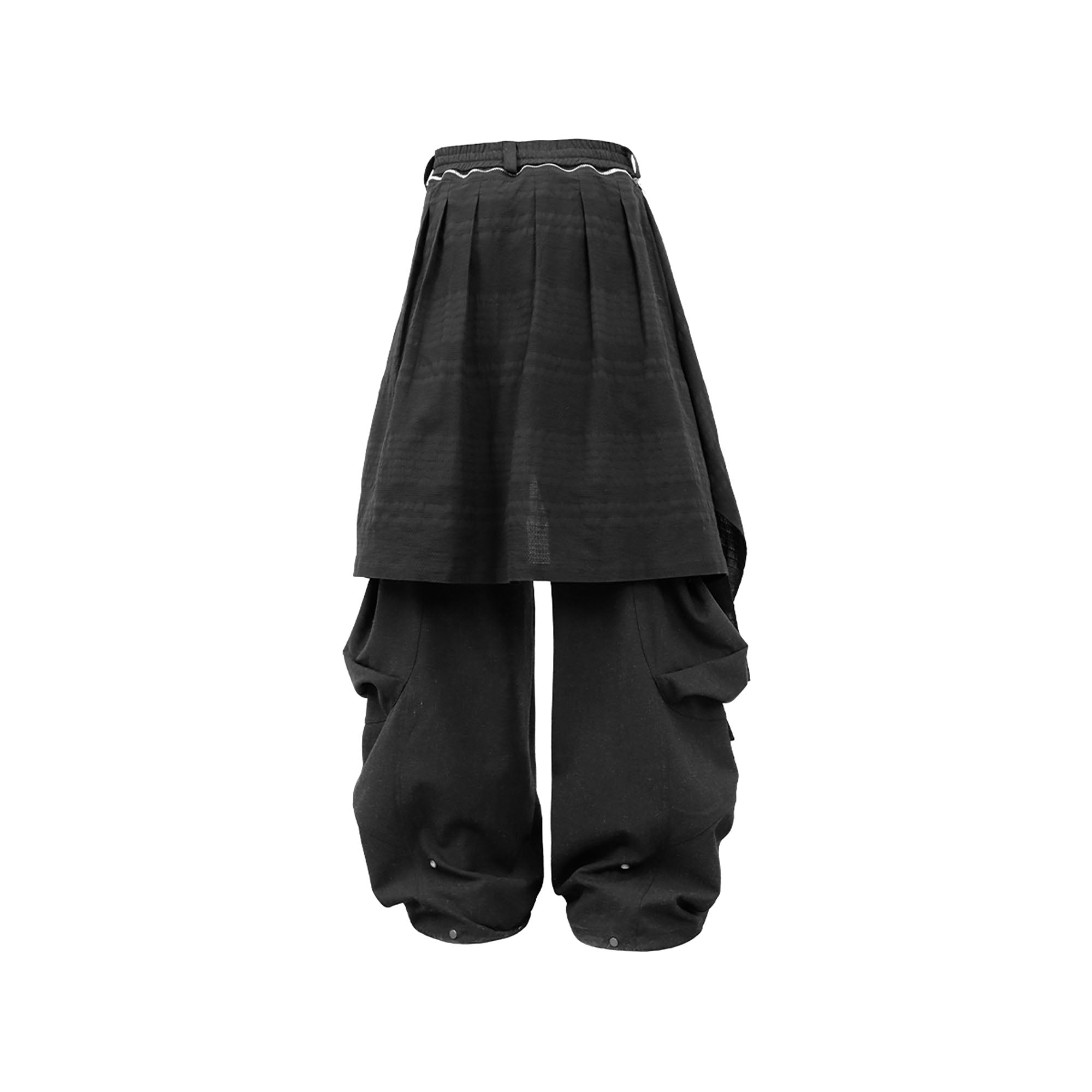 RELABEL Detachable Drape Linen-Blend Cargo Dark Gray-Pants-XS-Free Shipping Leatheretro