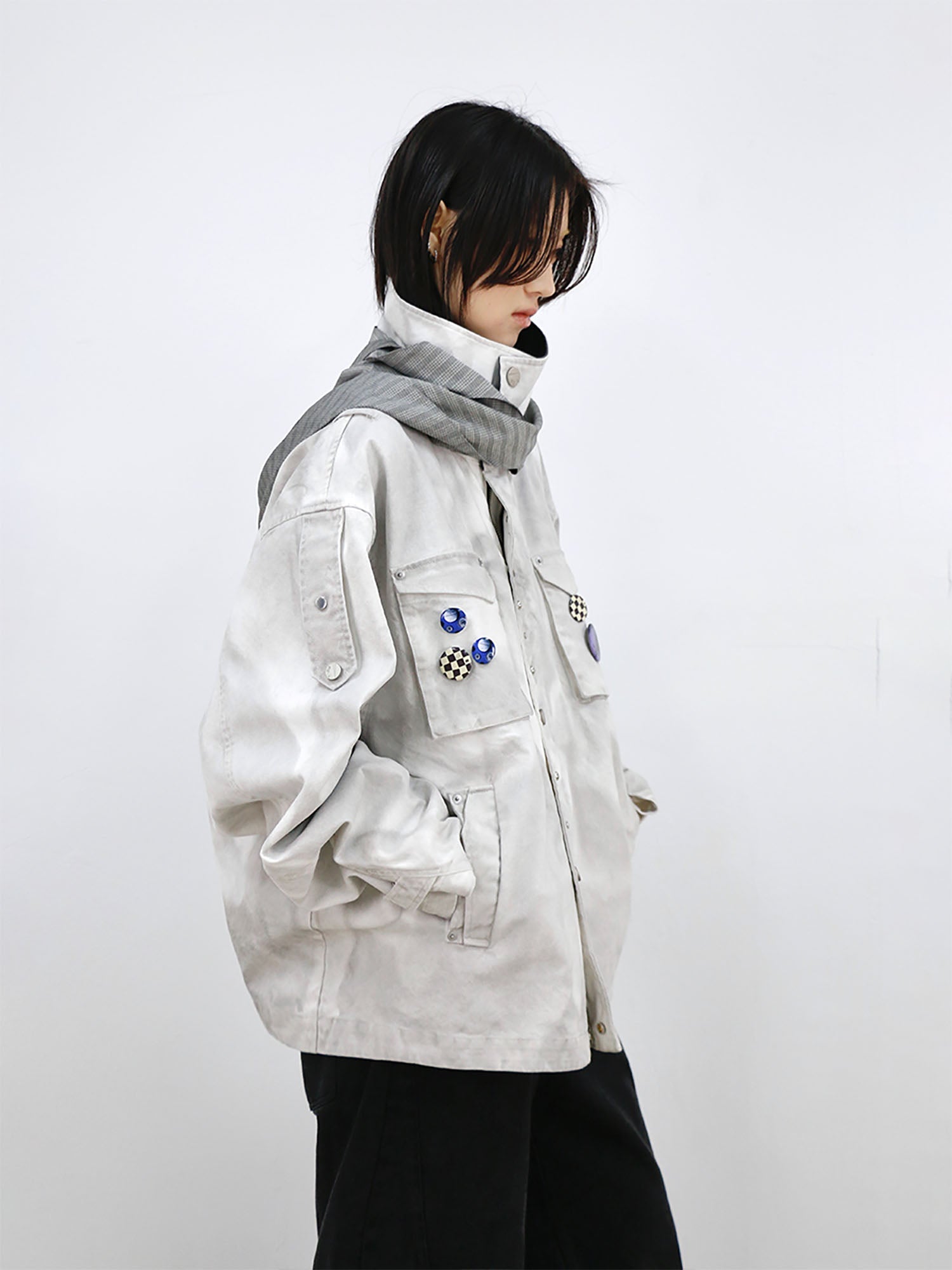 RELABEL Distressed Striped Hood Oversized Jacket-Jacket-XS (Preorder)-Free Shipping Leatheretro