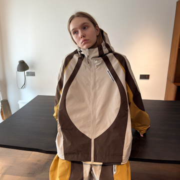 MIICHOUS Contrast Curved Panel Hooded Jacket-Jacket-S-Yellow-Free Shipping Leatheretro