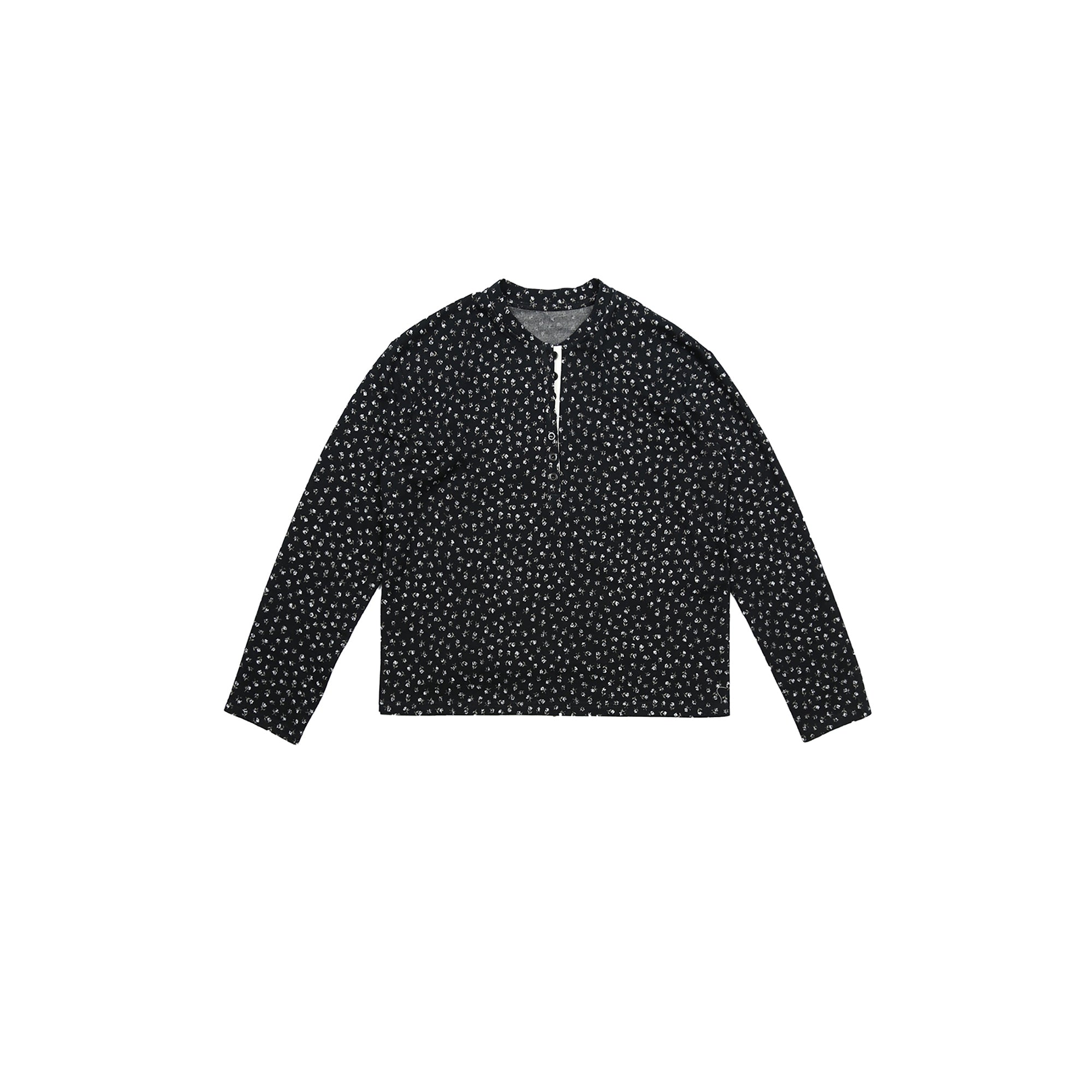 TRECLUB Floral Henley Long Sleeve-L/S Tee-S (Preorder)-Free Shipping Leatheretro