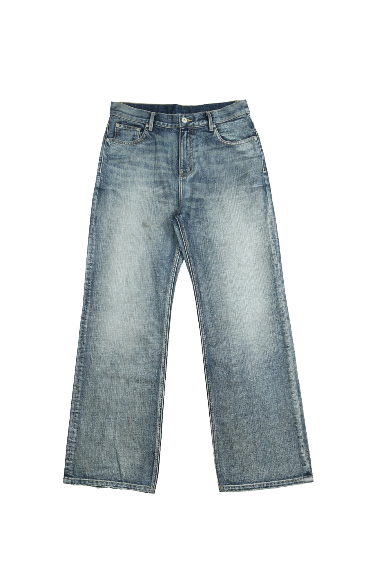 TRECLUB Retro Slub-Wash Straight-Leg Jeans-Jeans-S-Free Shipping Leatheretro