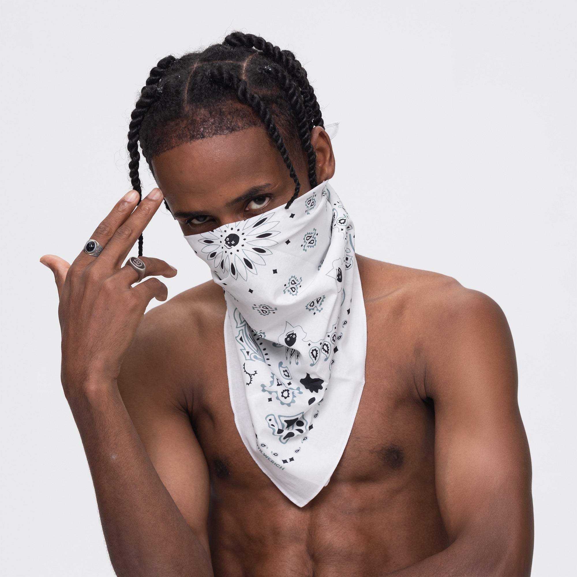 UNTILWERICH Paisley Square Bandana-Accessories-One Size-White-Free Shipping Leatheretro
