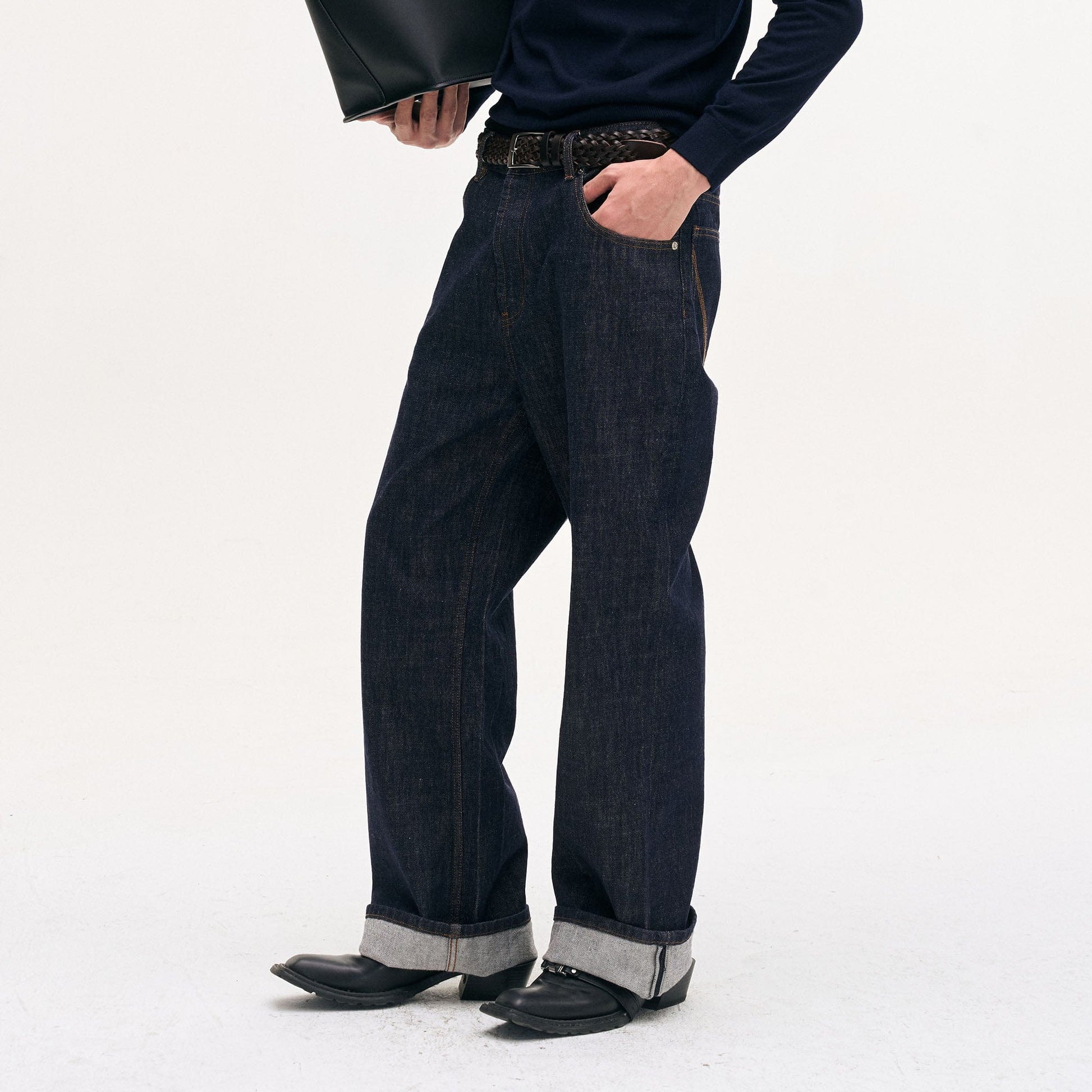 LEONSENSE Classical Straight-Leg Raw Jeans-Jeans-S-Free Shipping Leatheretro