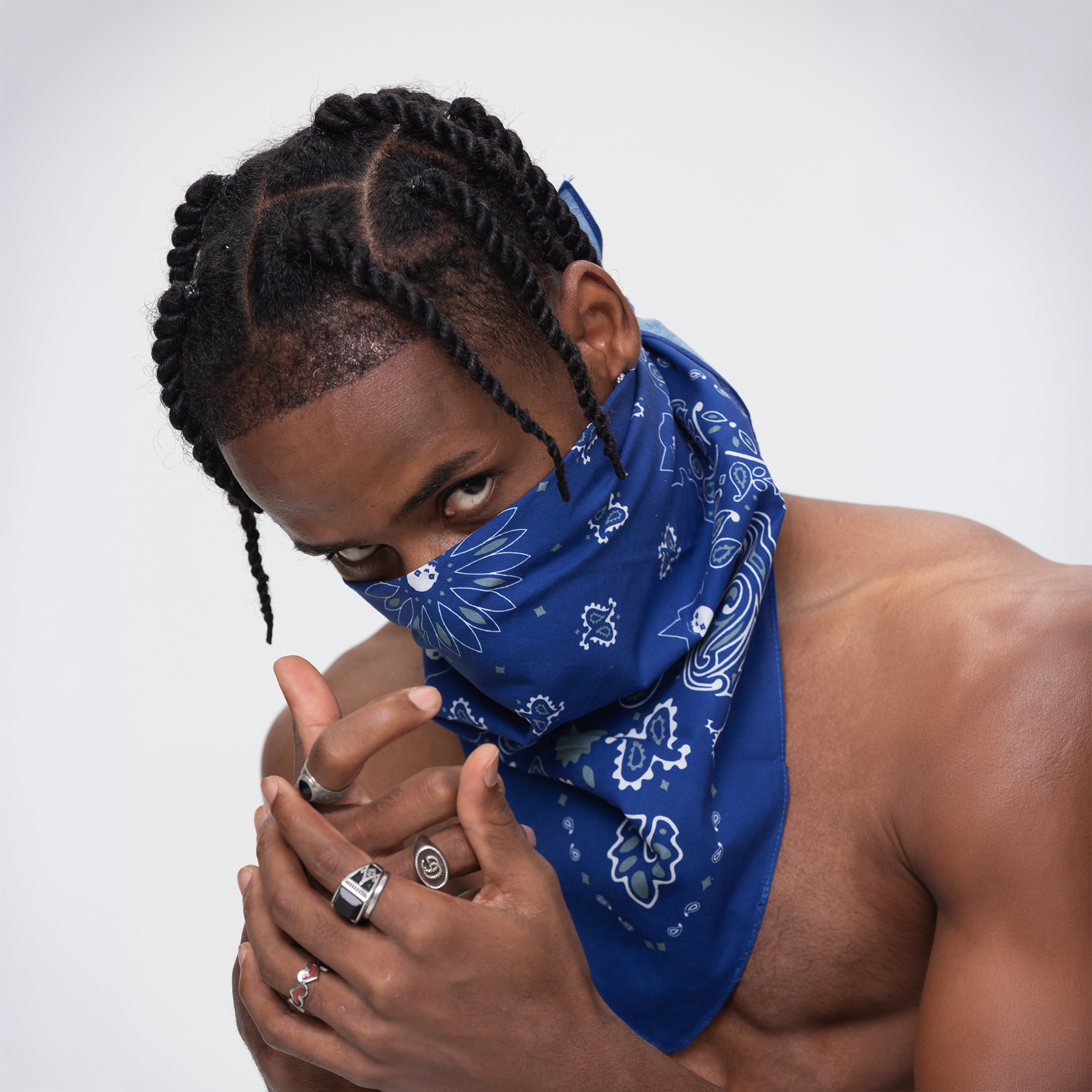 UNTILWERICH Paisley Square Bandana-Accessories-One Size-Blue-Free Shipping Leatheretro