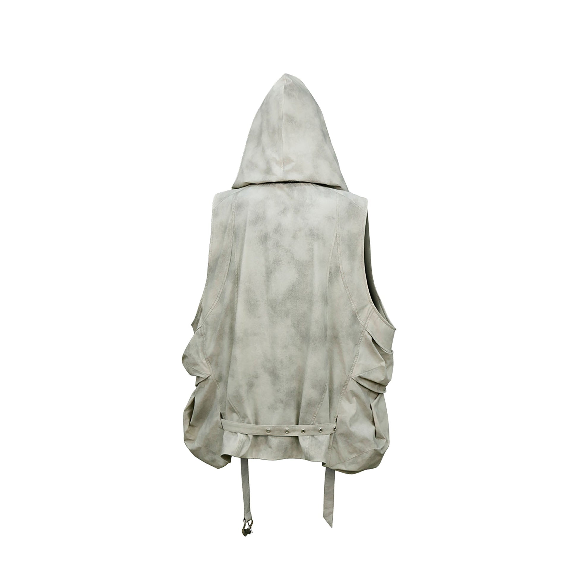 RELABEL Detachable Hood Big-Pocket Vest-Vest-XS (Preorder)-Gray-Free Shipping Leatheretro