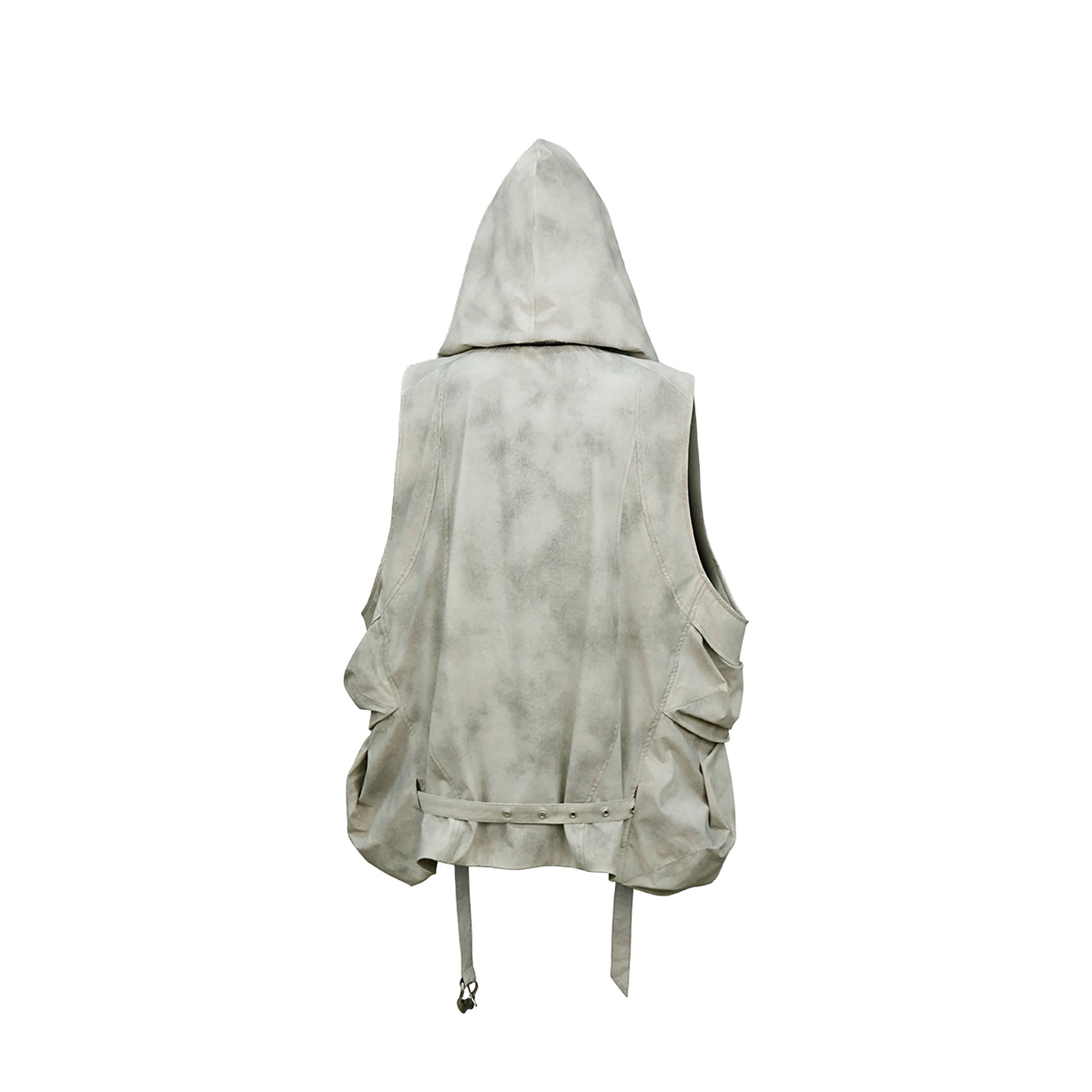 RELABEL Detachable Hood Big-Pocket Vest-Vest-XS (Preorder)-Gray-Free Shipping Leatheretro