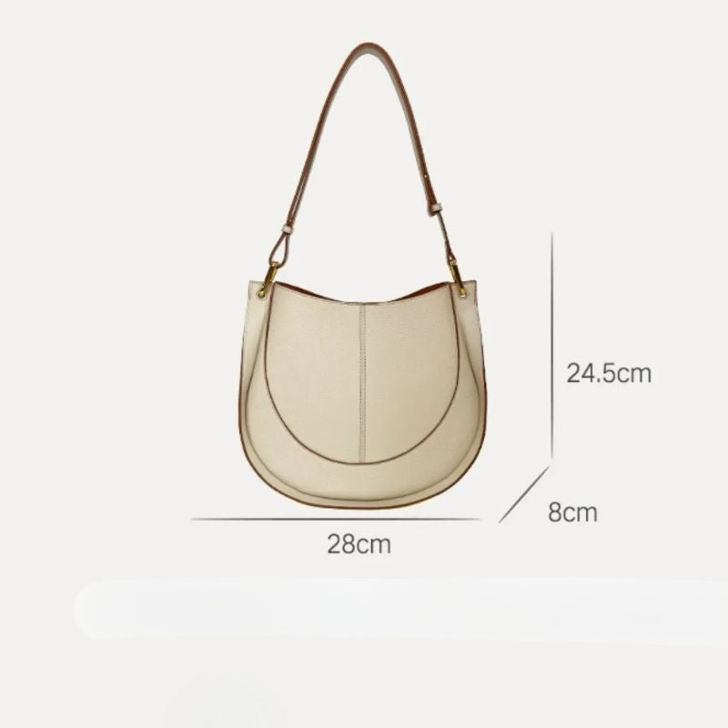 Luxury Soft Leather Crossbody Saddle Bag-Handbags-Beige-Free Shipping Leatheretro