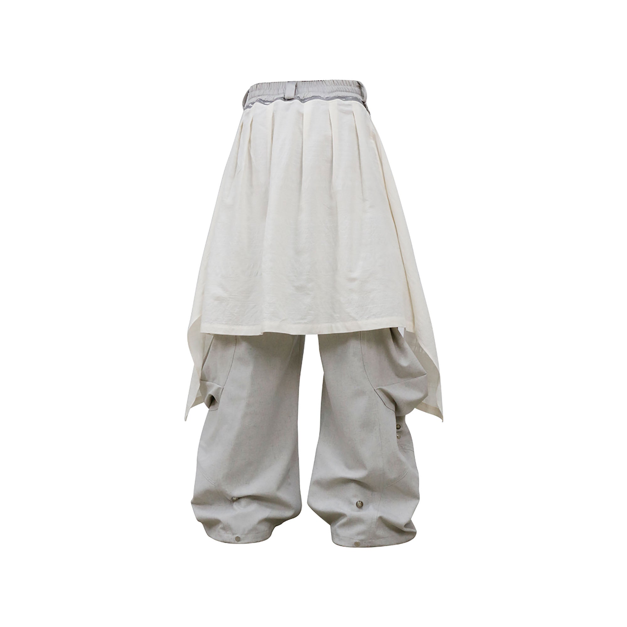RELABEL Detachable Drape Linen-Blend Cargo Light Gray-Pants-XS-Free Shipping Leatheretro