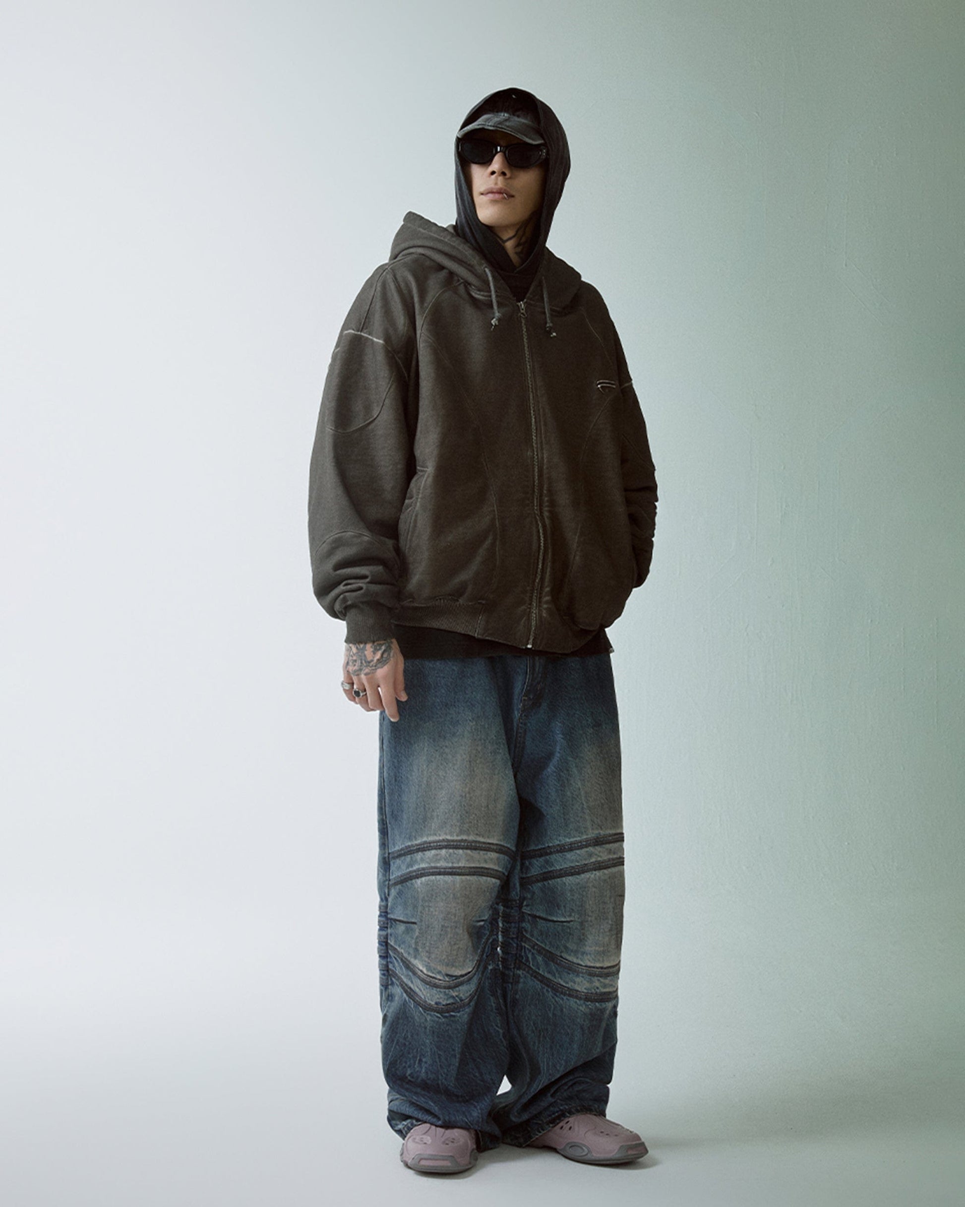 F2CE Retro Crinkled-Knee Washed Pants-Pants-S-Free Shipping Leatheretro