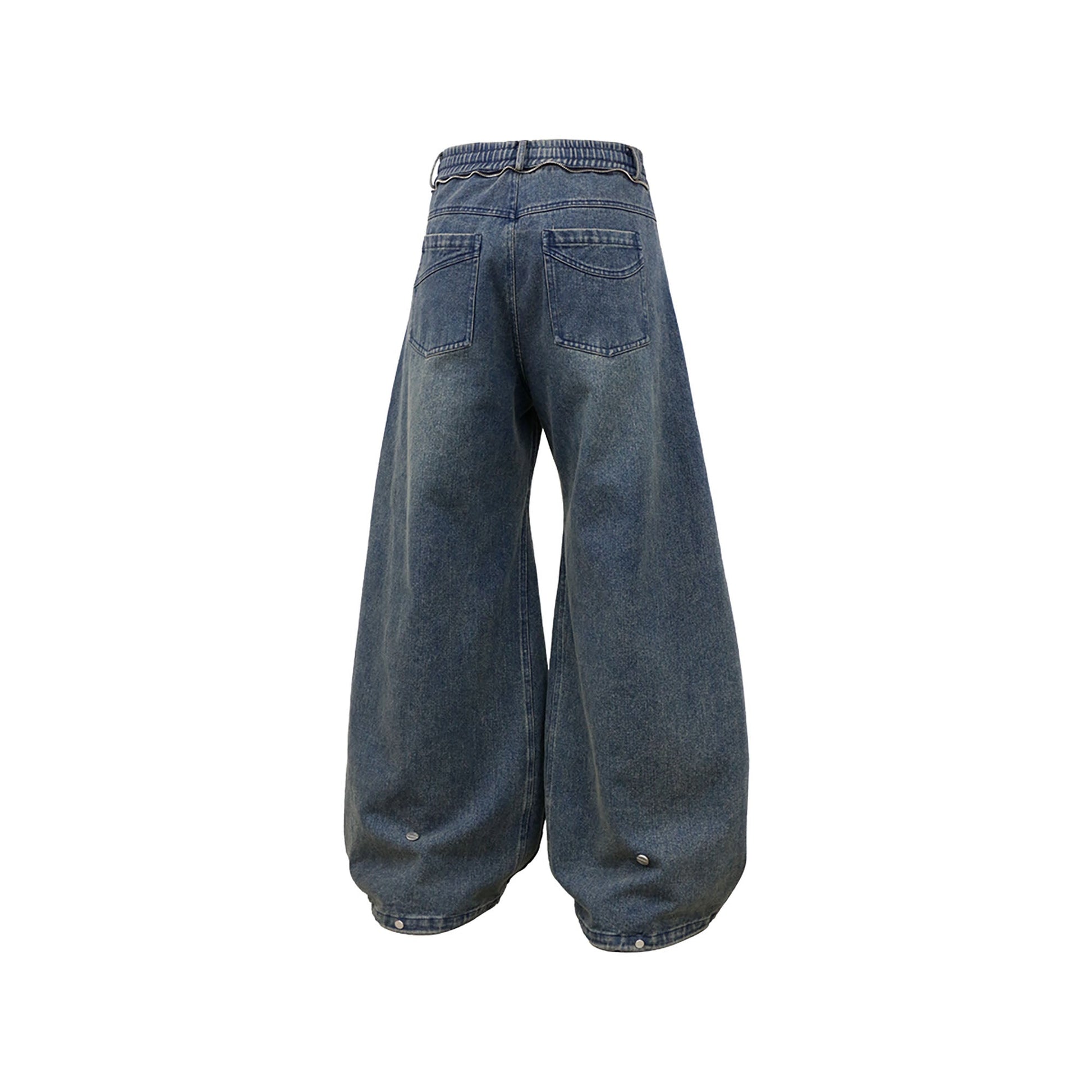 RELABEL Washed Studded Panel Oversized Jeans Blue-Jeans-XS-Free Shipping Leatheretro