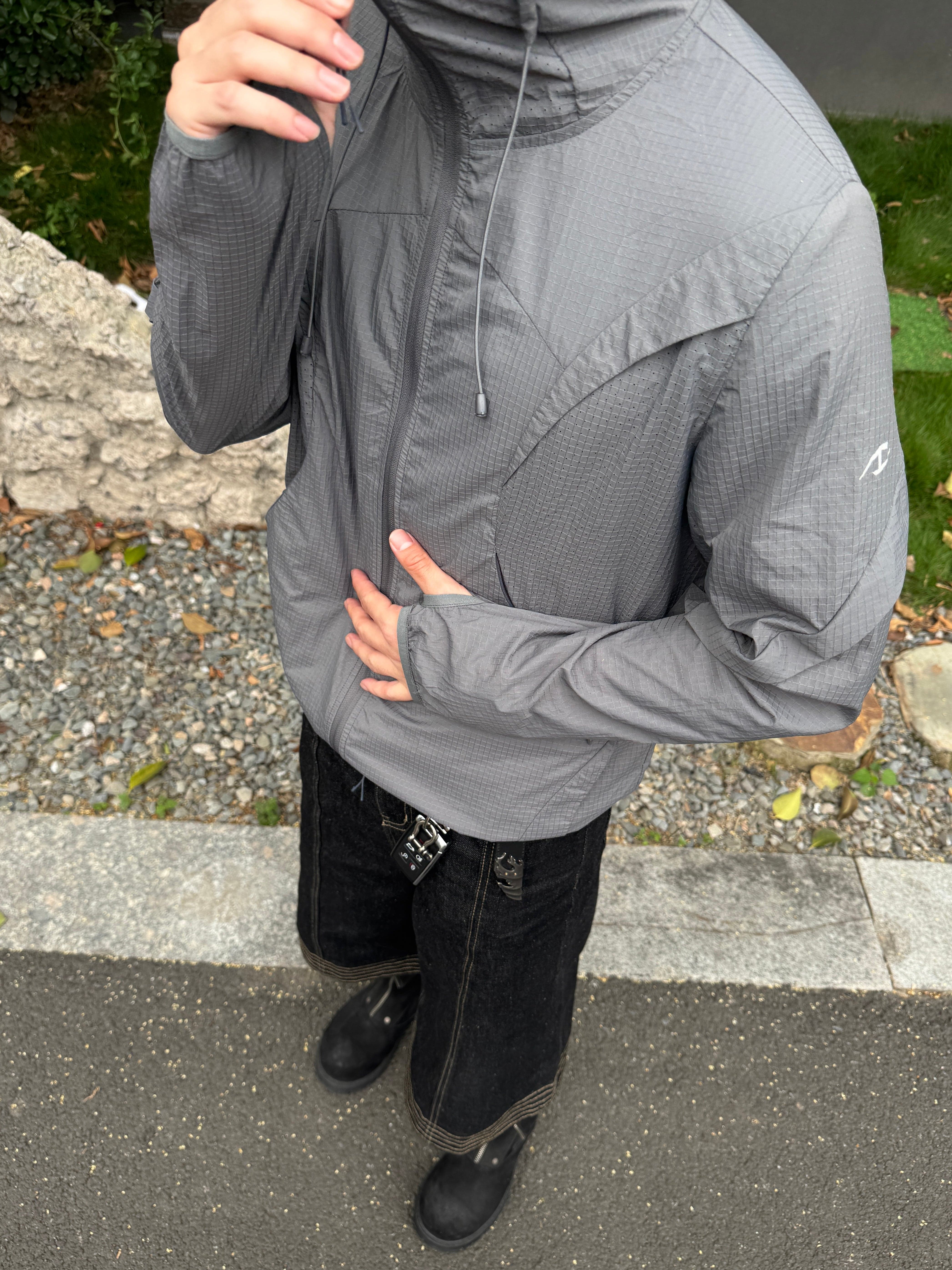 CATSSTAC Arc Panel Dual-Zip UV Protect Hooded Jacket-Jacket-Black-M-Free Shipping Leatheretro