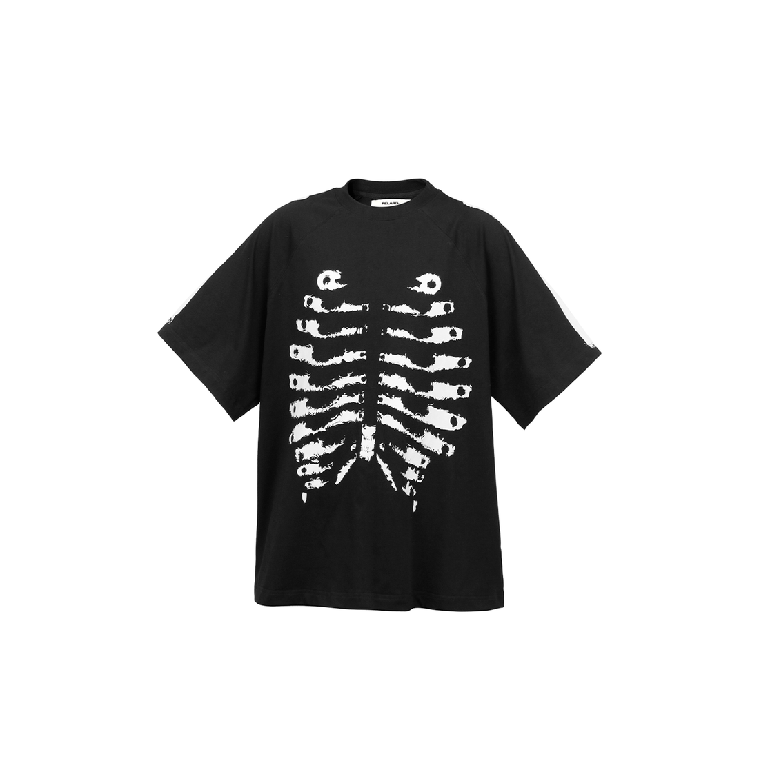RELABEL Distressed Skeleton Graphic Oversized T-Shirt-T Shirt-XS-White-Free Shipping Leatheretro