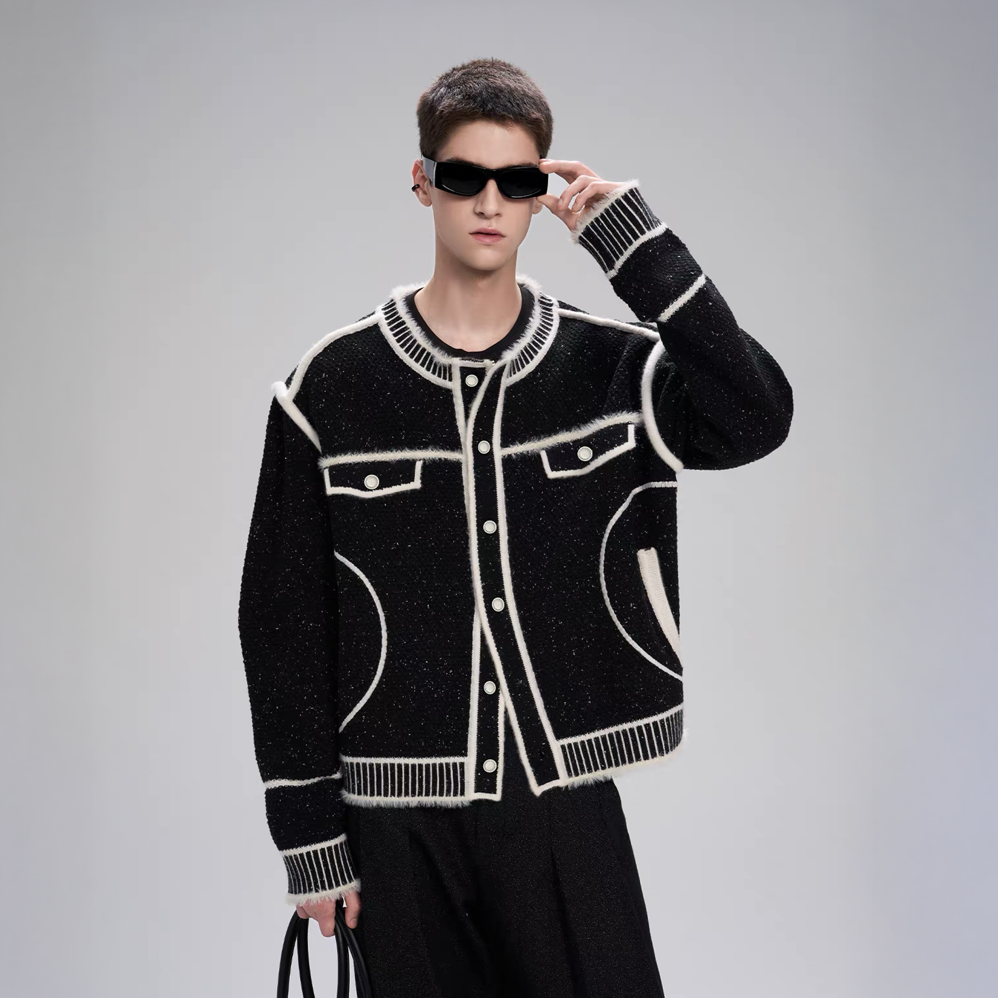 TIWILLTANG Contrast Stitch Knit Jacket