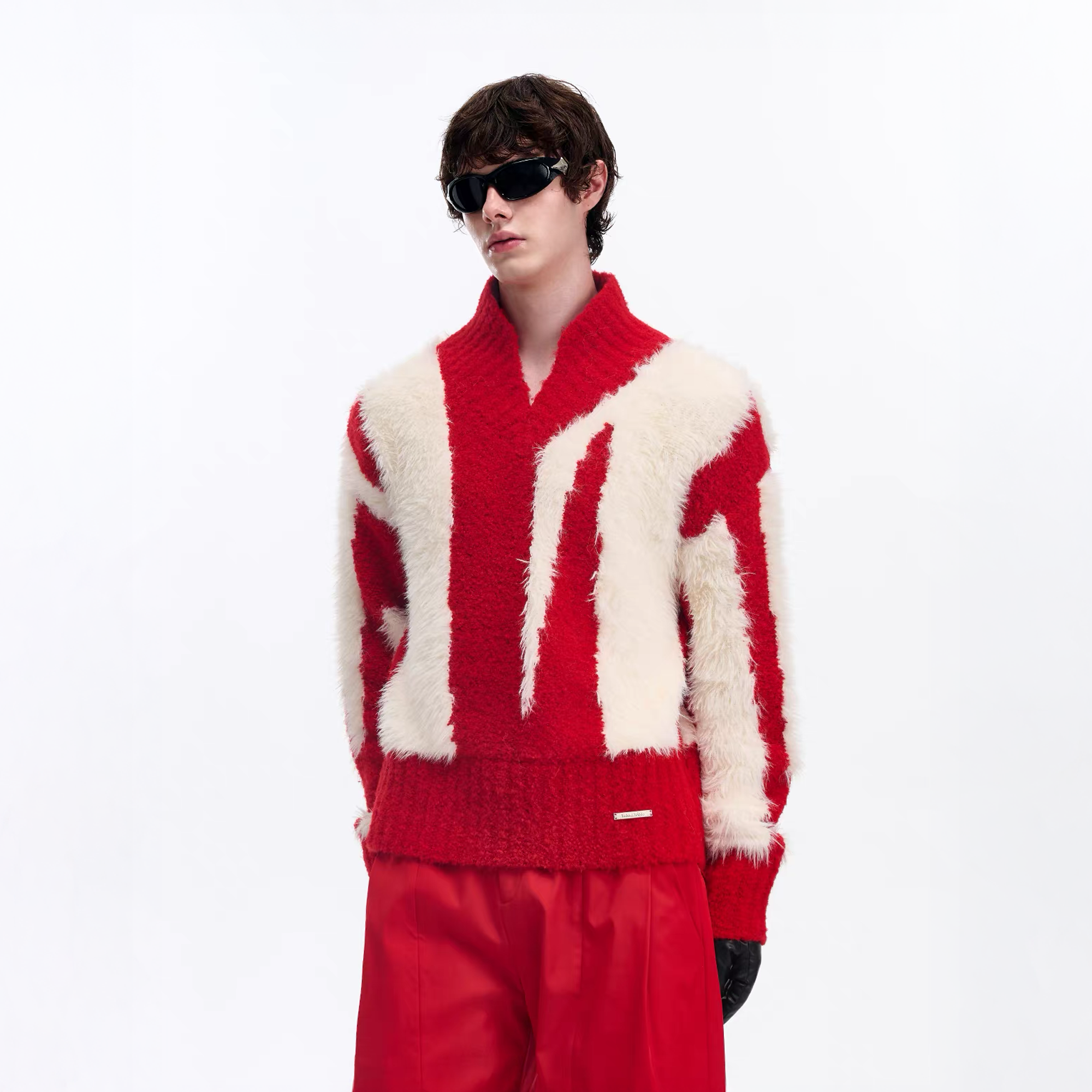 TIWILLTANG Fuzzy Faux-Mink Contrast Sweater