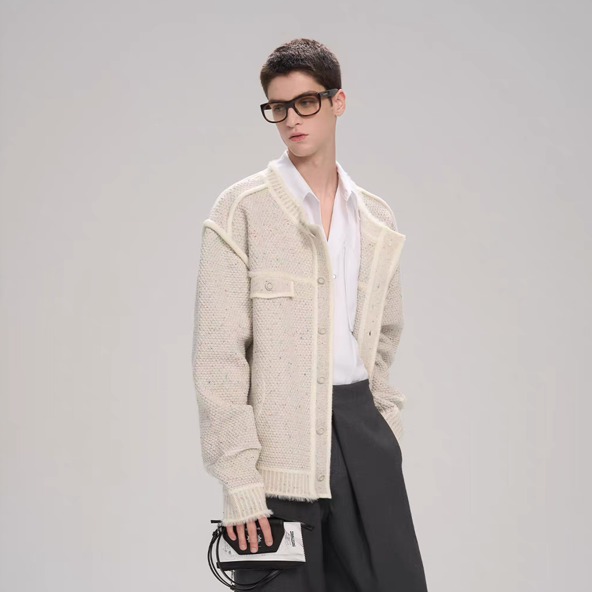 TIWILLTANG Contrast Stitch Knit Jacket