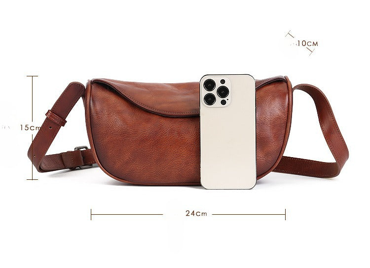 Vintage Dumpling Bag – Full-Grain Cowhide Leather Handmade Shoulder Bag-crossbody bags-Coffee-Free Shipping Leatheretro