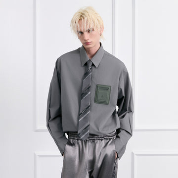 FACEONLAB Slanted Striped Zip Tie-Accessories-Gray-Free Shipping Leatheretro