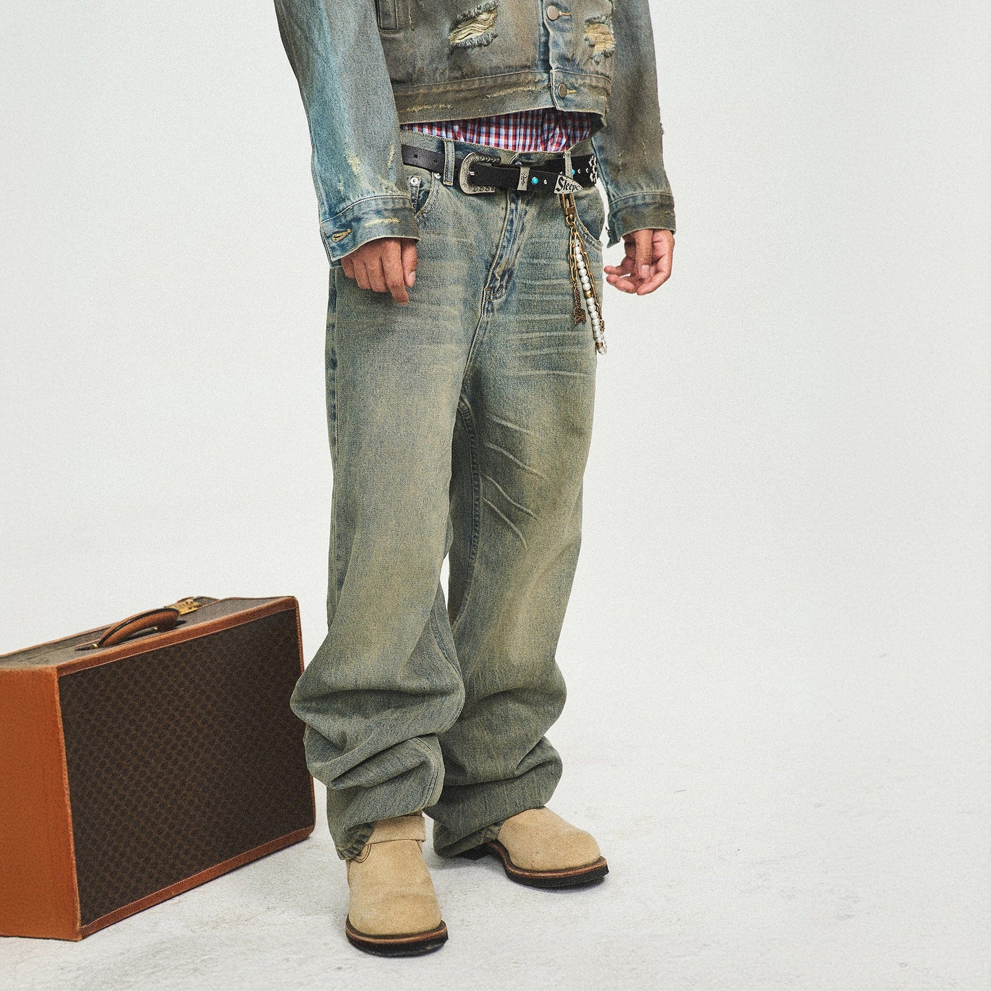 STEEPC The Classic Washed Flared Jeans-Jeans-S-Free Shipping Leatheretro