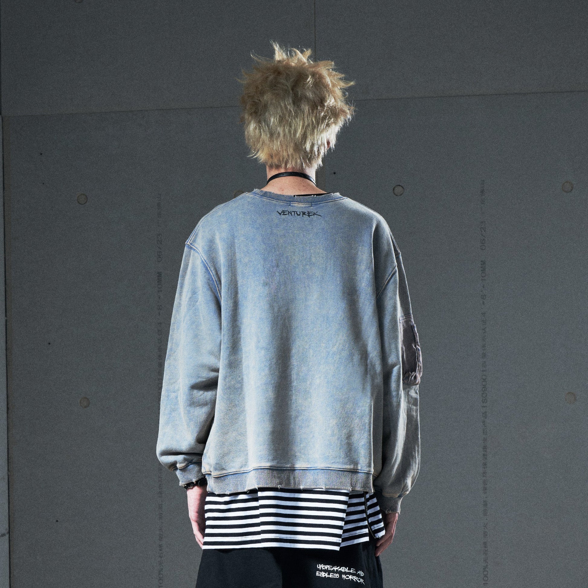 VENTUREK Washed Graphic Frayed Hem Sweatshirt-Sweatshirt-S-Free Shipping Leatheretro