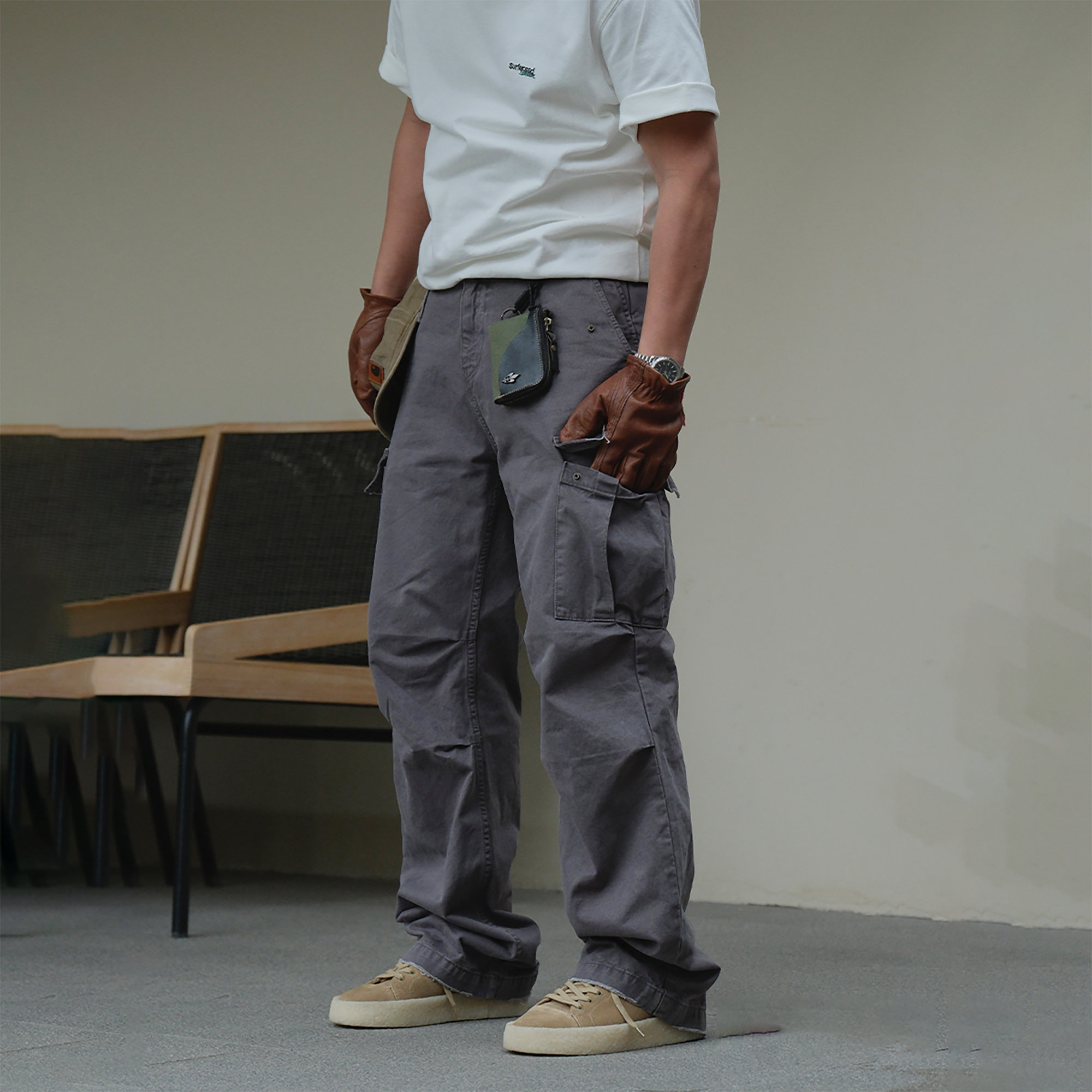 NEIGBORL Straight-Leg Paneled Cargo Pants-Pants-S-Gray-Free Shipping Leatheretro