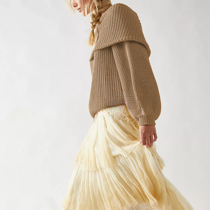 Women's Oversized Off-Shoulder Sweater-black-S-Free Shipping Leatheretro