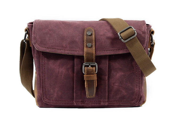 Vintage Crossbody Bag for Men – Casual Canvas Messenger Bag-Red-Free Shipping Leatheretro