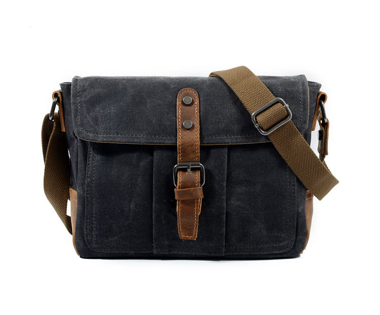 Vintage Crossbody Bag for Men – Casual Canvas Messenger Bag-dark gray-Free Shipping Leatheretro