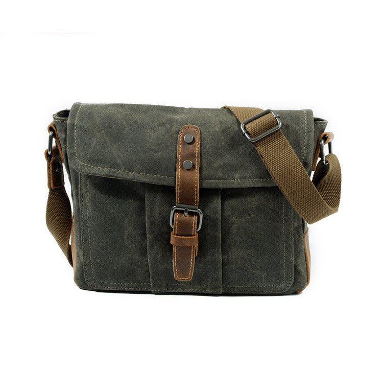 Vintage Crossbody Bag for Men – Casual Canvas Messenger Bag-Gray green (army green)-Free Shipping Leatheretro