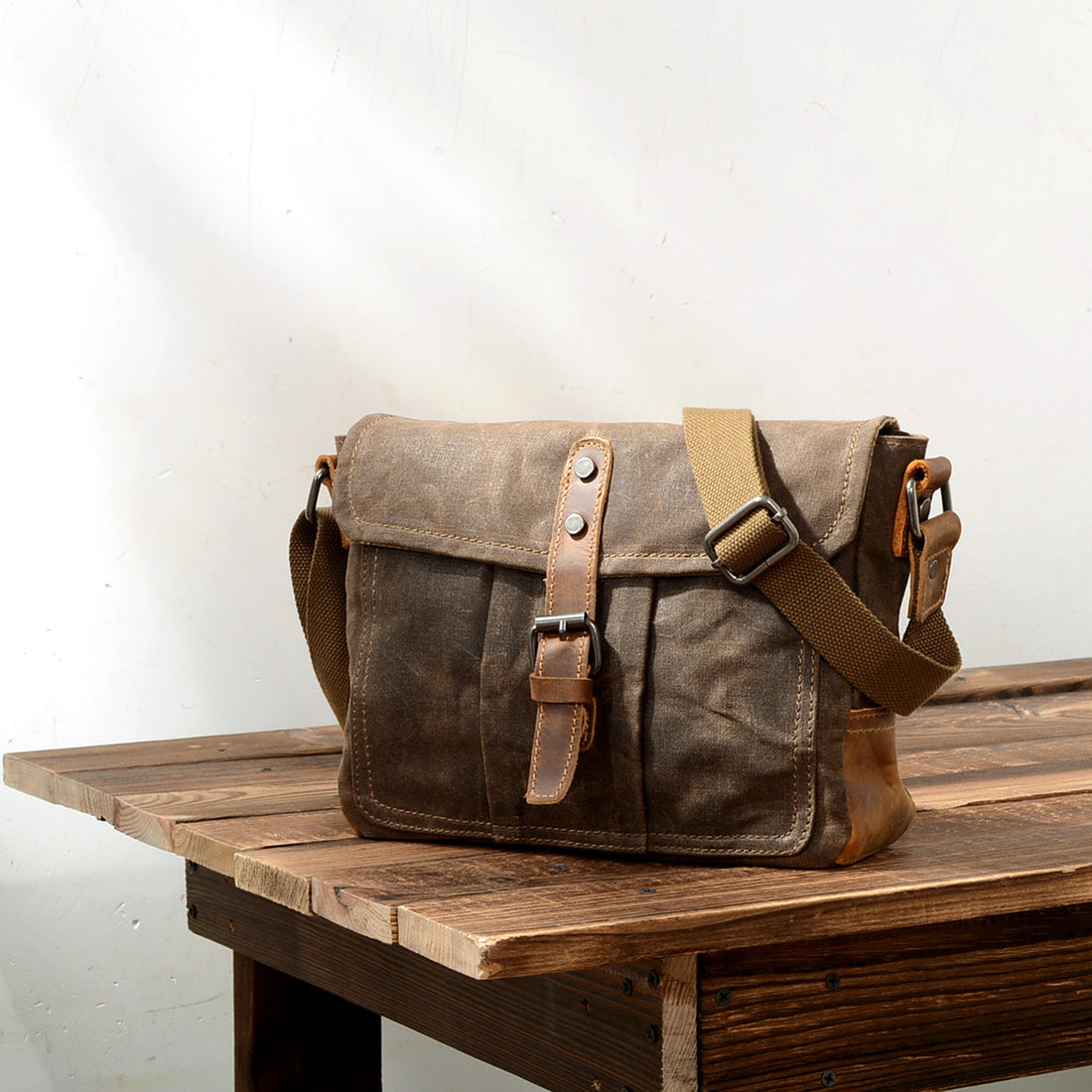 Vintage Crossbody Bag for Men – Casual Canvas Messenger Bag-dark gray-Free Shipping Leatheretro
