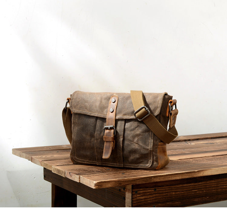 Vintage Crossbody Bag for Men – Casual Canvas Messenger Bag-dark gray-Free Shipping Leatheretro
