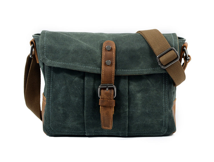 Vintage Crossbody Bag for Men – Casual Canvas Messenger Bag-Lake Green-Free Shipping Leatheretro