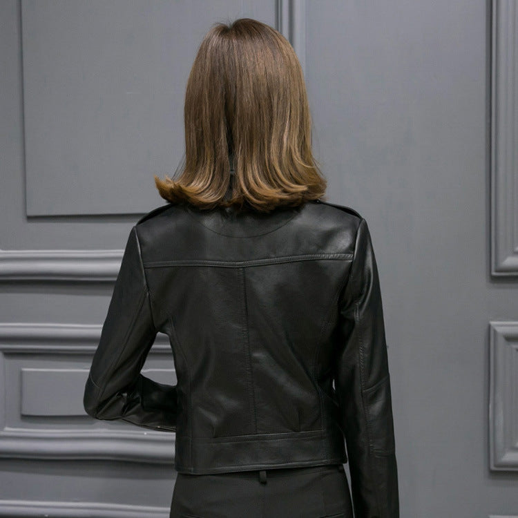 Women's PU Leather Motorcycle Jacket-black-XS-Free Shipping Leatheretro