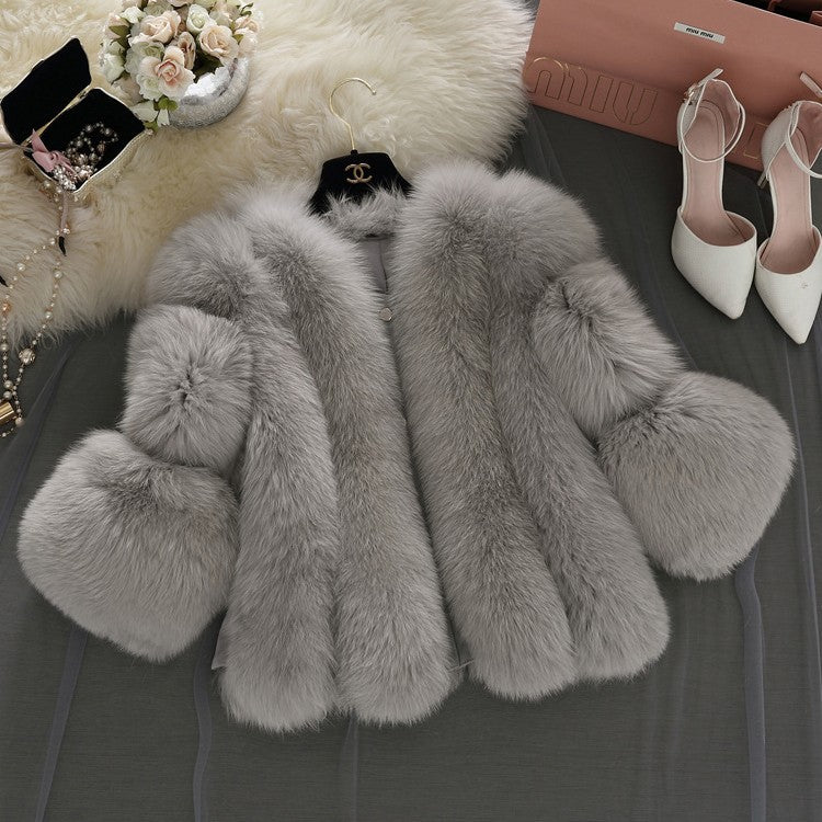 Fashion Faux Fur Short Jacket Coats for Women-Outerwear-White-S-Free Shipping Leatheretro