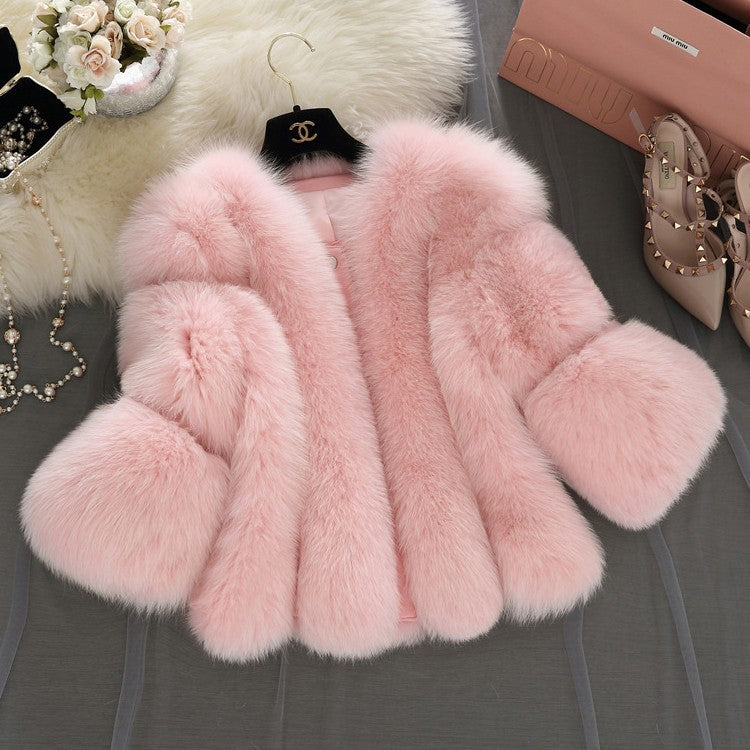 Fashion Faux Fur Short Jacket Coats for Women-Outerwear-White-S-Free Shipping Leatheretro