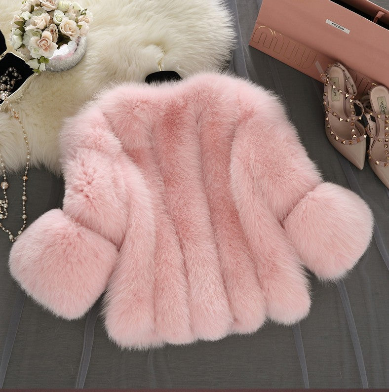 Fashion Faux Fur Short Jacket Coats for Women-Outerwear-White-S-Free Shipping Leatheretro