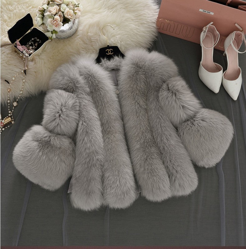 Fashion Faux Fur Short Jacket Coats for Women-Outerwear-White-S-Free Shipping Leatheretro