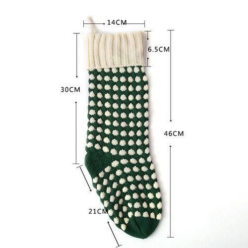 Dot Knitted Chiristmas Socks for Gift Bags 2pcs/One set-2pcs-Green-Free Shipping Leatheretro