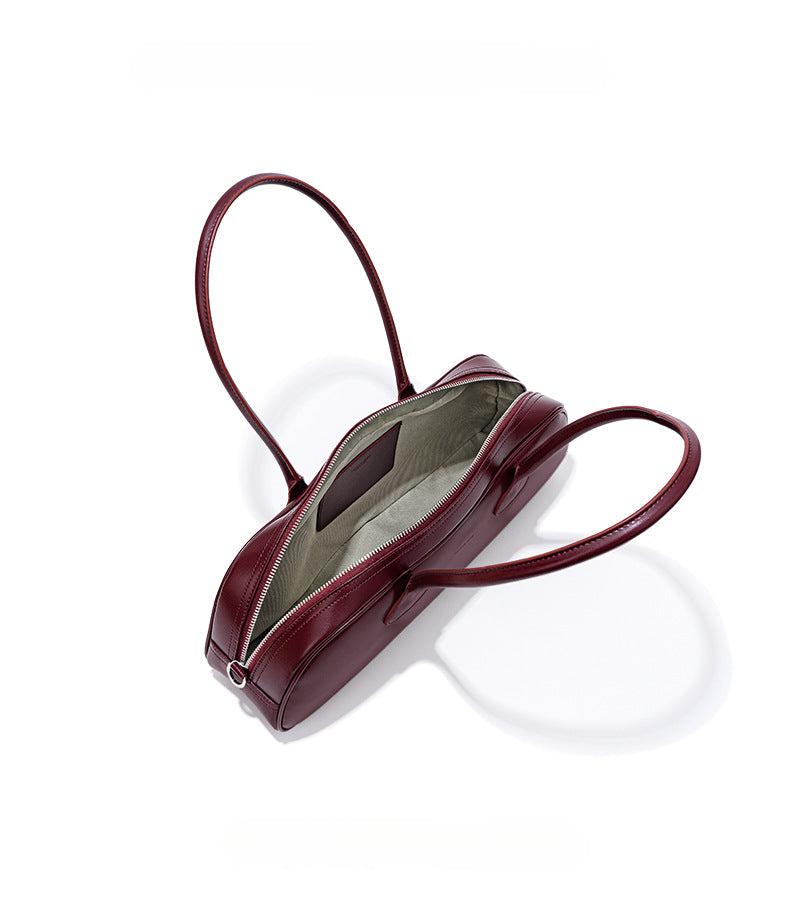 Vintage Bowling Bag – New Design Multipurpose Cowhide Leather Shoulder Handbags-Handbags-White-Free Shipping Leatheretro