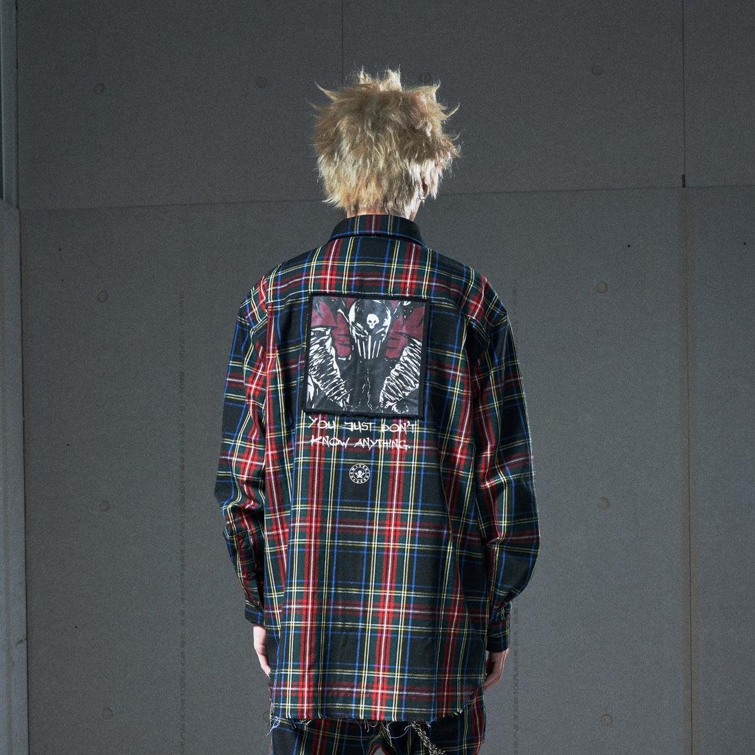 VENTUREK Distressed Back-Patch Frayed Plaid Shirt-Shirt-S-Free Shipping Leatheretro