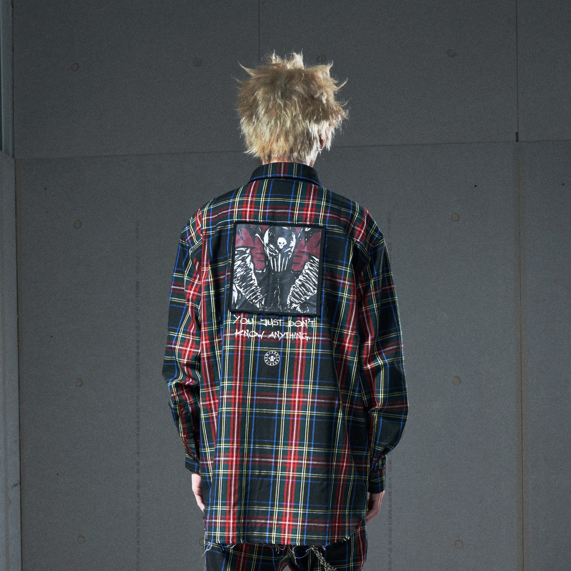 VENTUREK Distressed Back-Patch Frayed Plaid Shirt-Shirt-S-Free Shipping Leatheretro