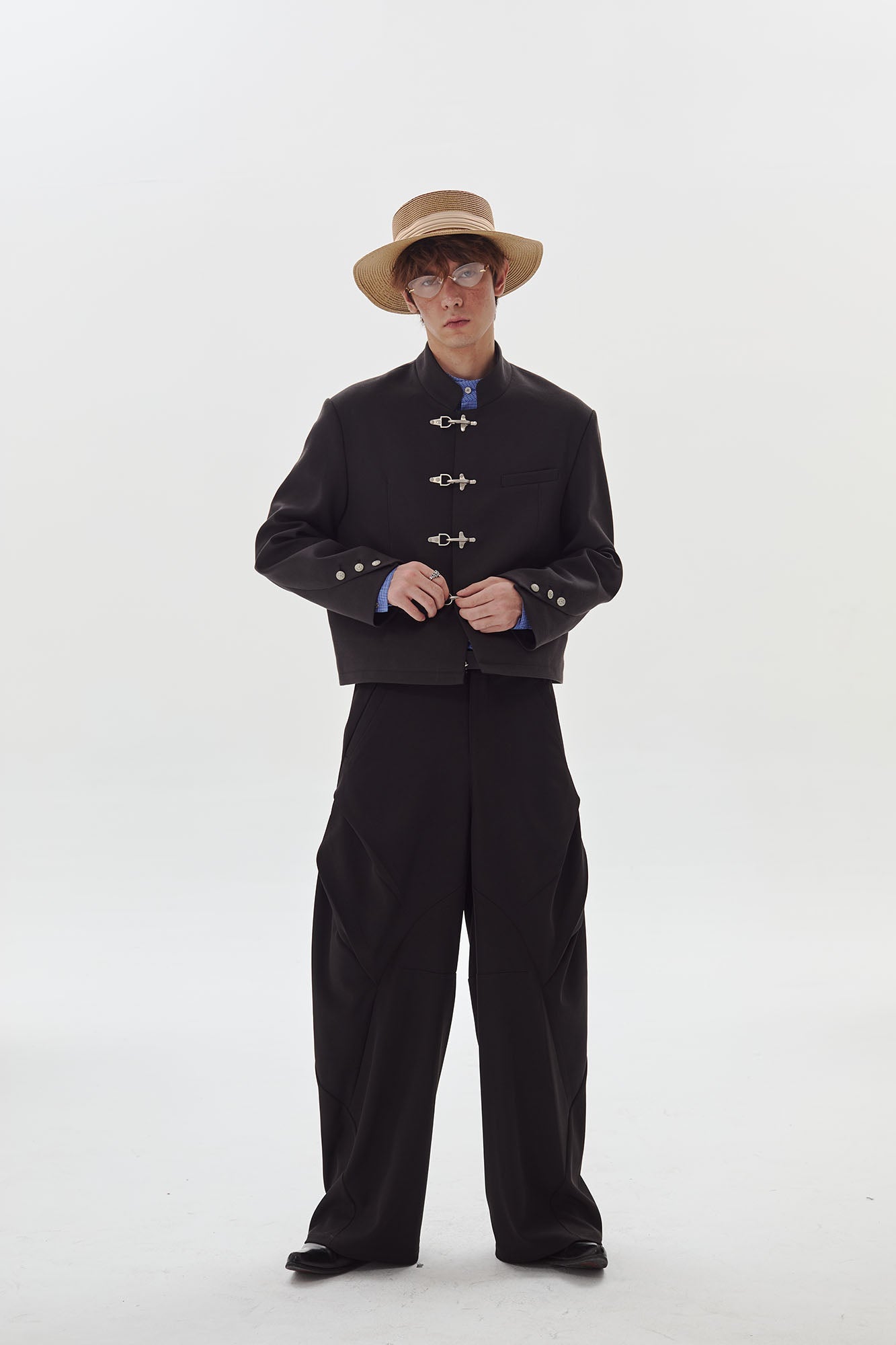 PASET Frog Buckle Stand Collar Jacket-Jacket-S-Free Shipping Leatheretro