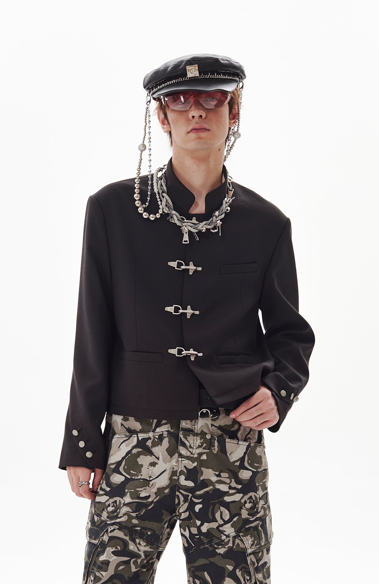 PASET Frog Buckle Stand Collar Jacket-Jacket-S-Free Shipping Leatheretro